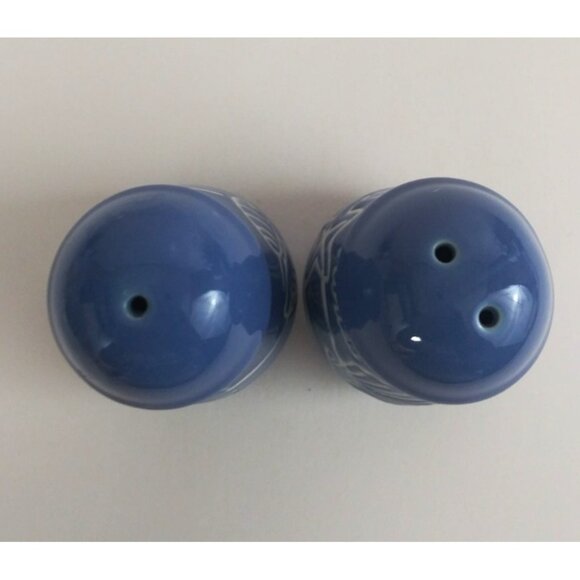 Vintage Florida Seashells Beach Blue Ceramic Salt & Pepper Shakers - Picture 5 of 6